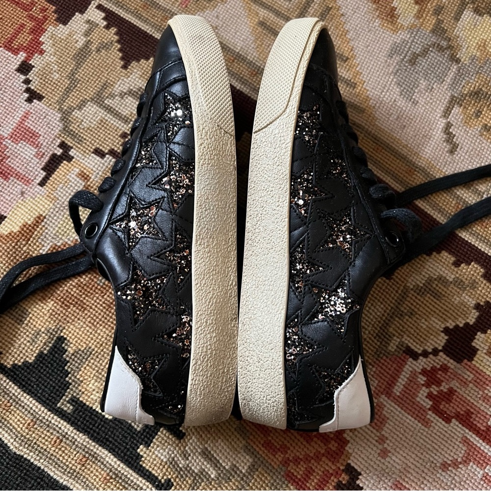 Saint Laurent Star Glitter Leather Sneakers - Picture 6 of 7